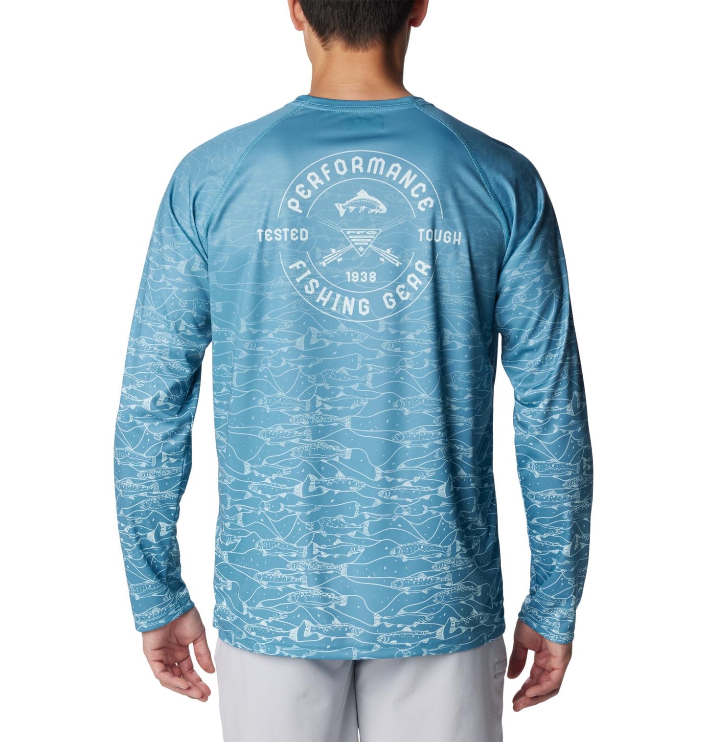 Columbia Men's Super Terminal Tackle PFG Fresh Fade Long Sleeve, Canyon Blue/Tested Tough Fresh Super Fade, Small
