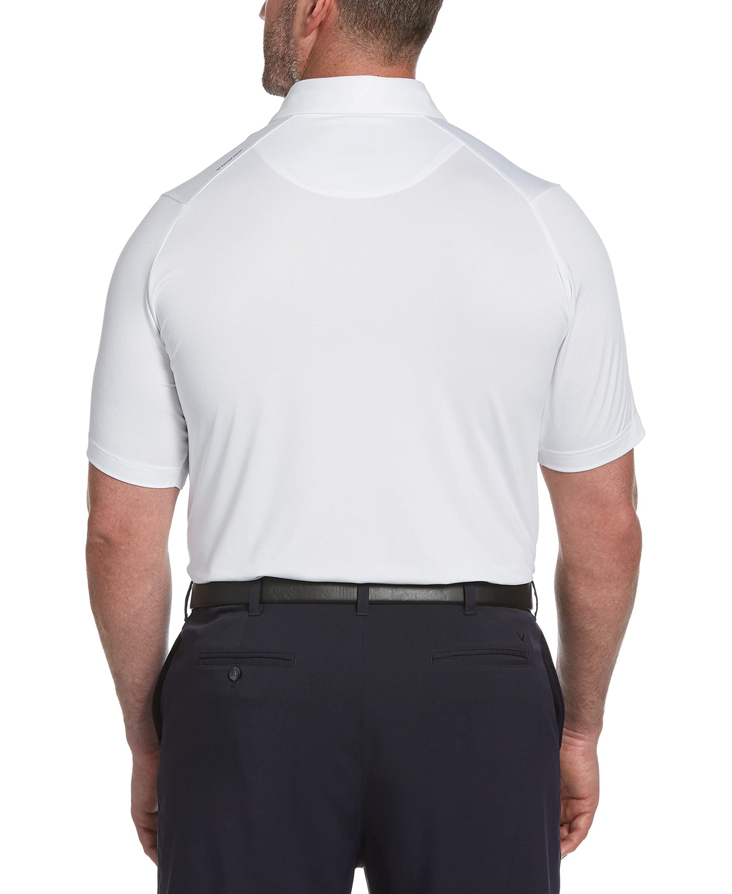 Callaway Men's Swing Tech Jacquard Short Sleeve Golf Polo Shirt, Solid Bright White, 4X-Large Big