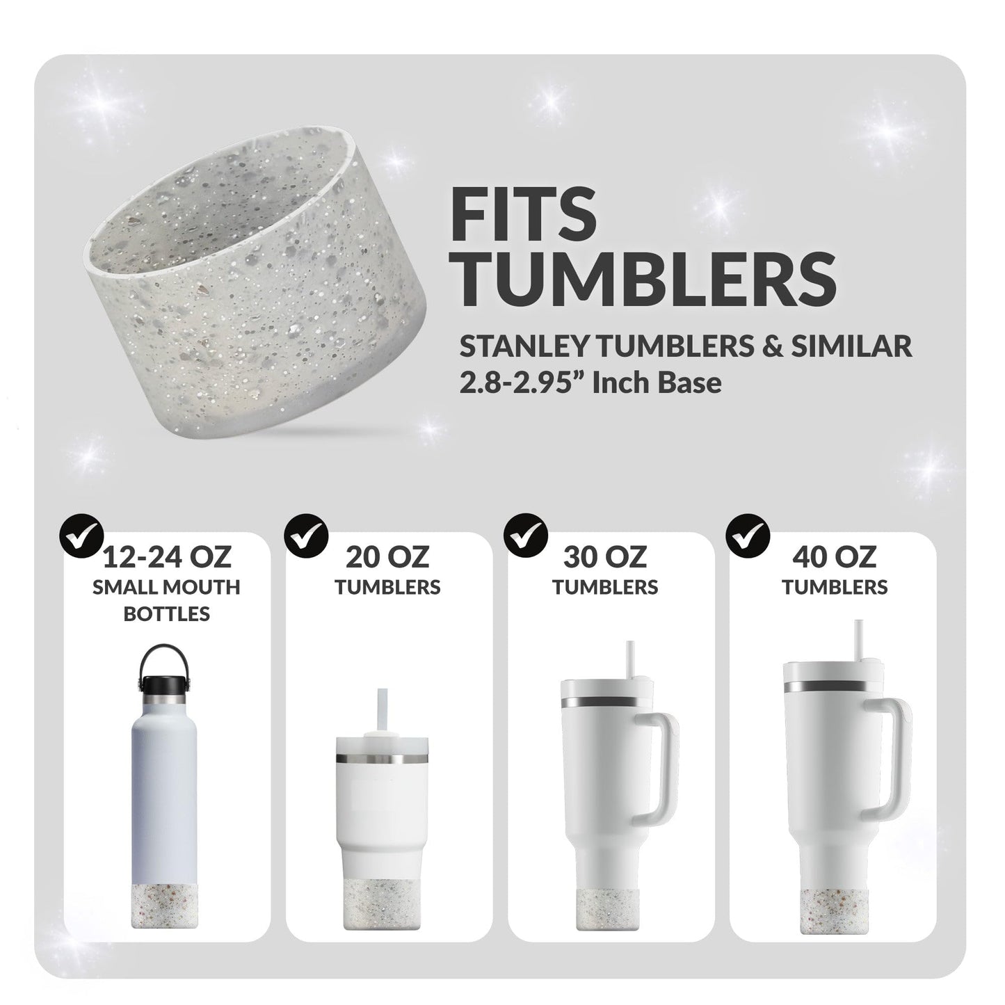 REUZBL Glow up Glitter Bottle Boot Sleeve for Stanley Tumblers 20-40oz, Hydro Flask Tumblers, Simple Modern Tumblers, Iron Flask Tumbler, Similar Tumblers, Tumbler Water Bottle Accessory