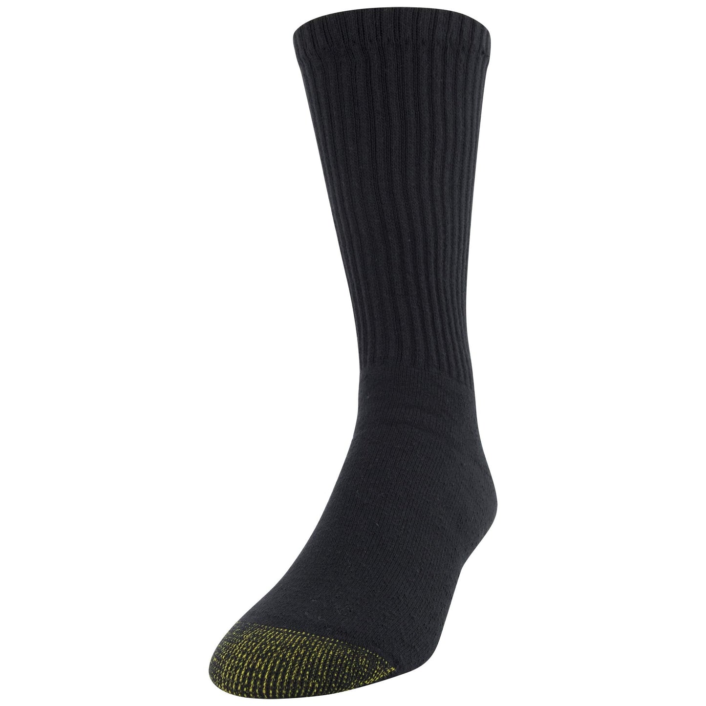 GOLDTOE Men's 656S Cotton Crew Athletic Socks, Multipairs, Black (12-Pairs), Large