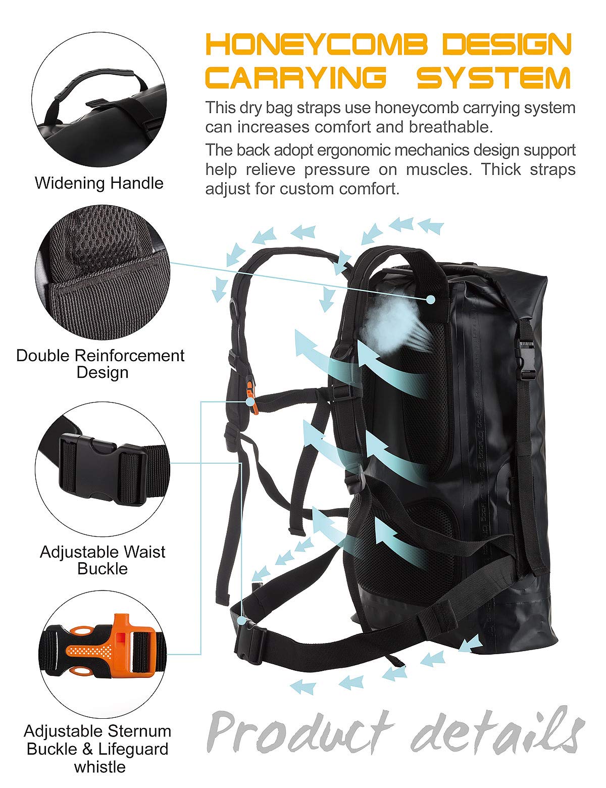 IDRYBAG Waterproof Backpack Dry Bag 20L/30L/40L, Floating Dry Backpack Waterproof for Men, Dry Sack Waterproof Bag for Kayak
