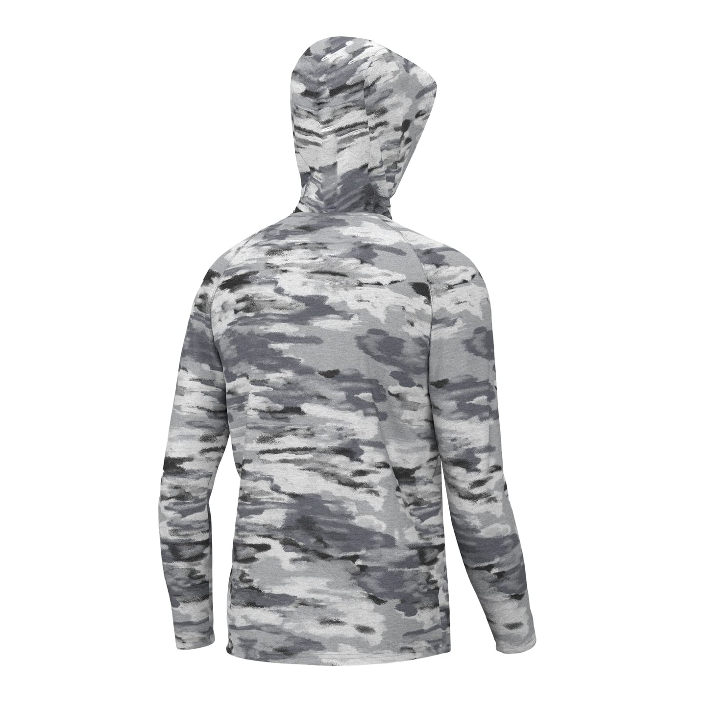 HUK Standard Waypoint Pattern Hoodie, Performance Fishing Shirt for Men, Edisto Camo-Harbor Mist, Small