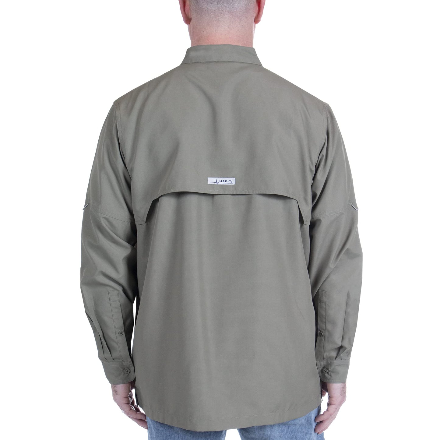 HABIT Men’s Fourche Mountain Long Sleeve River Guide Fishing Shirt, Deep Lichen Green, 4X-Large