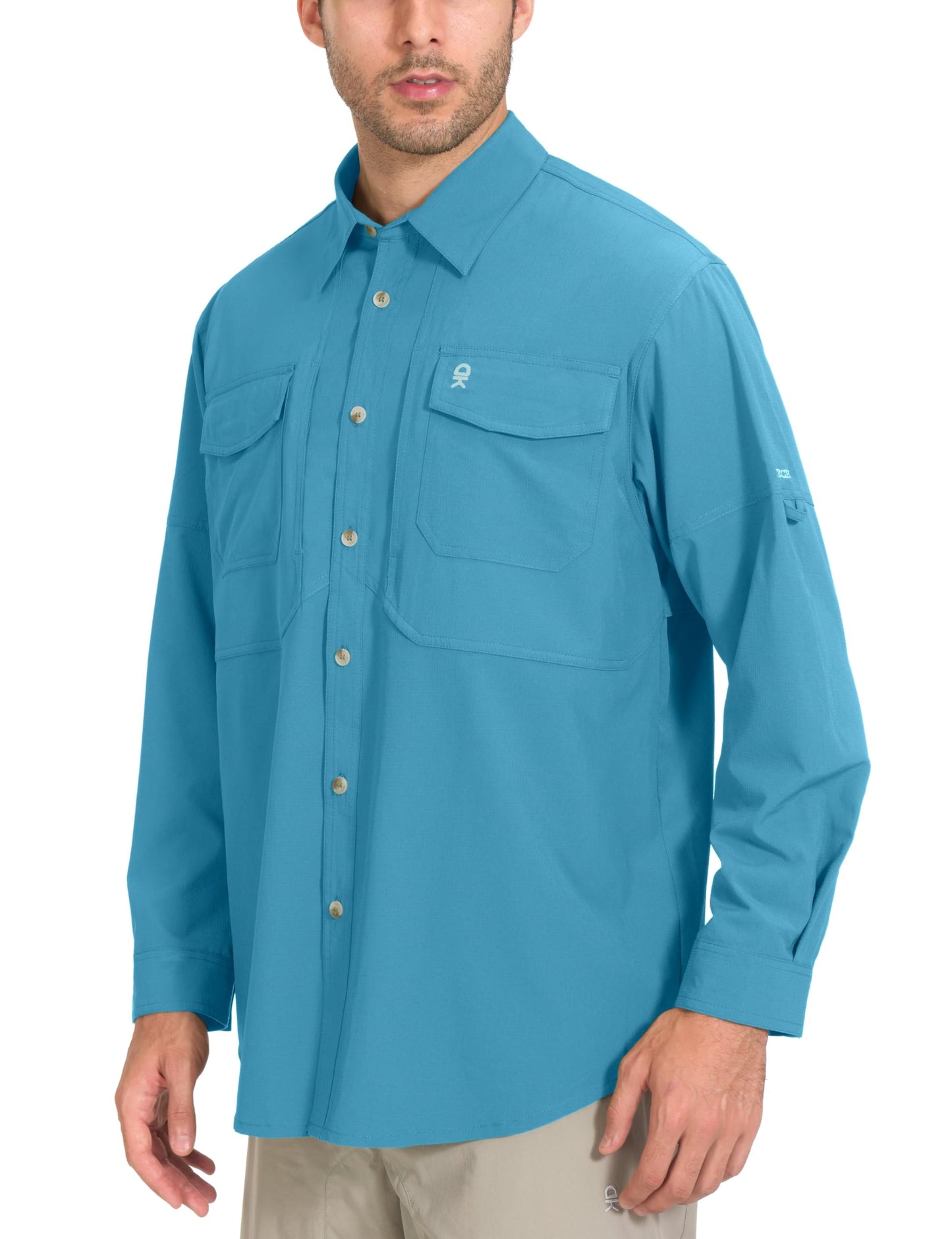 Little Donkey Andy Men's Quick-Dry Stretch Sun Protection Long Sleeve Tactics Shirt Horizon Blue XL