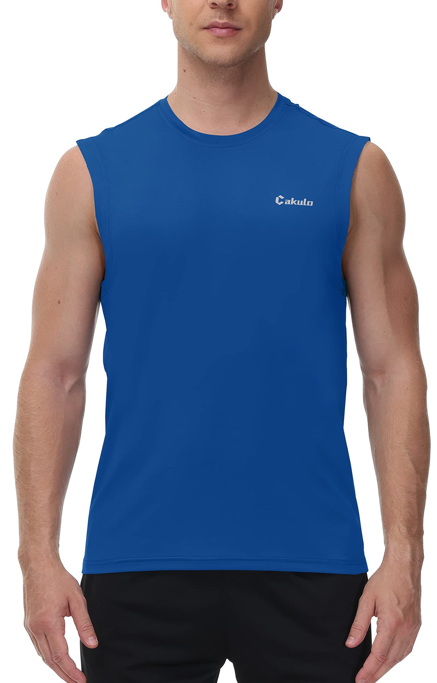 Cakulo Mens Sleeveless Muscle Workout Shirts Quick Dry Gym Athletic Running Tank Tops Pack Swim T Shirt Black/Blue/White M