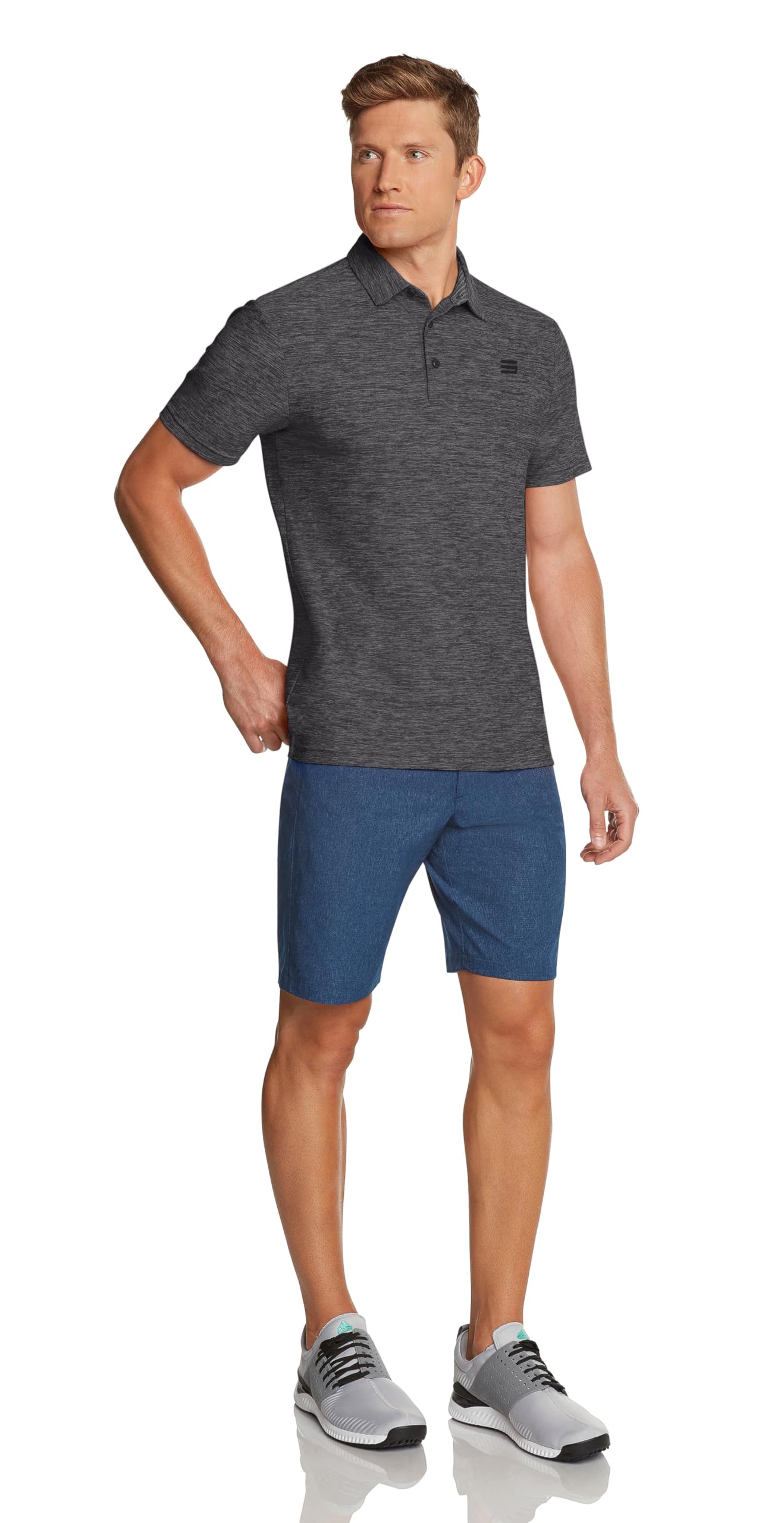 Three Sixty Six Slim Fit Golf Shirts for Men - Dry Fit Short-Sleeve Polo, Athletic Casual Collared T-Shirt Black