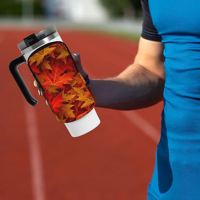 Galaxy Mandala Water Bottle Pouch for Stanley Cup 40oz 30oz,Personalized Gym Purse for Men Women, Tumbler Pouch with Versatile Pocket Water Bottle Bag for Cards, Keys, Phone