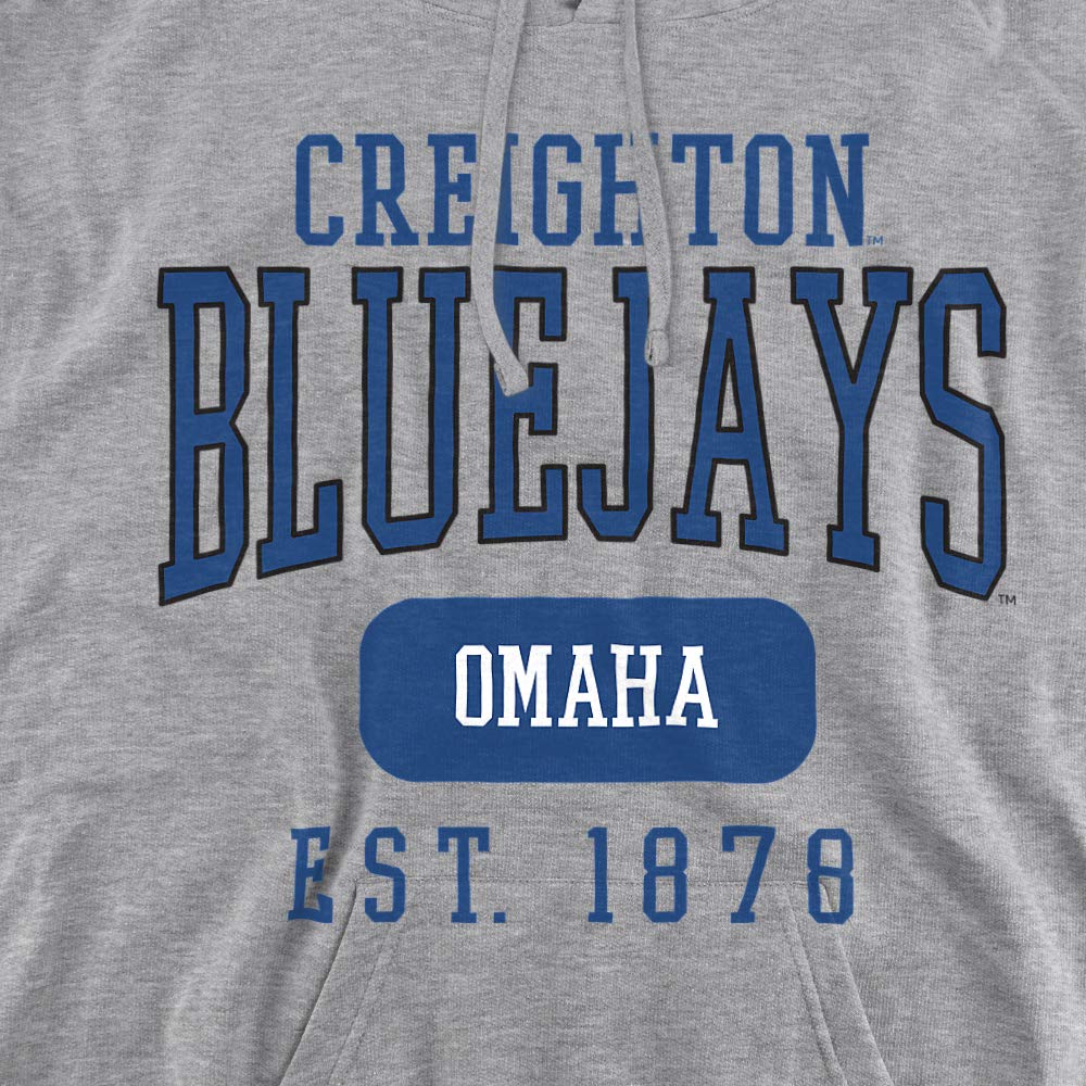 Creighton University Official Founded Date Unisex Adult Pull-Over Hoodie,Athletic Heather, Medium
