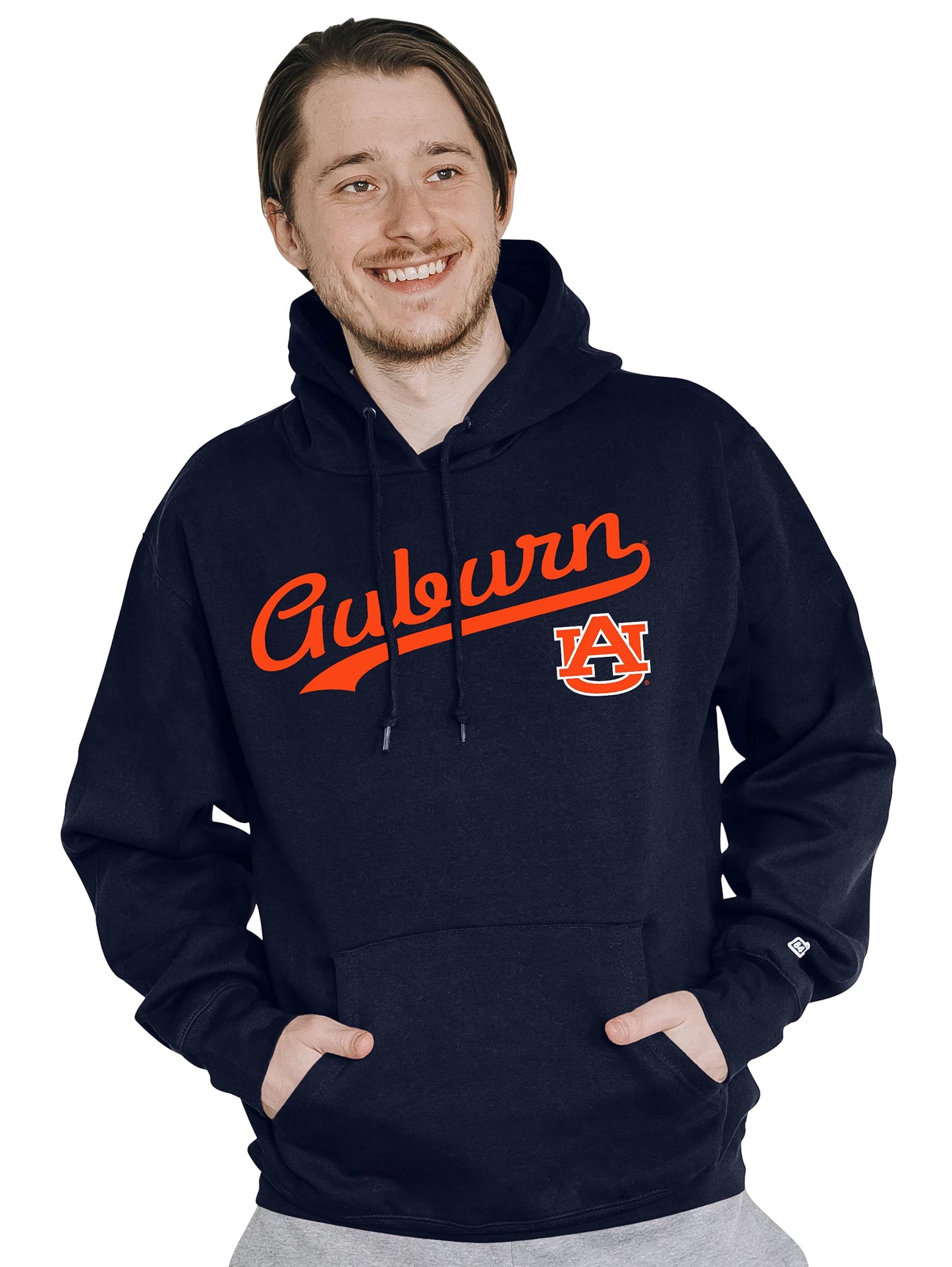 Blue 84 Men's Auburn Tigers Hoodie Cursive Team Color, Team Color, Large