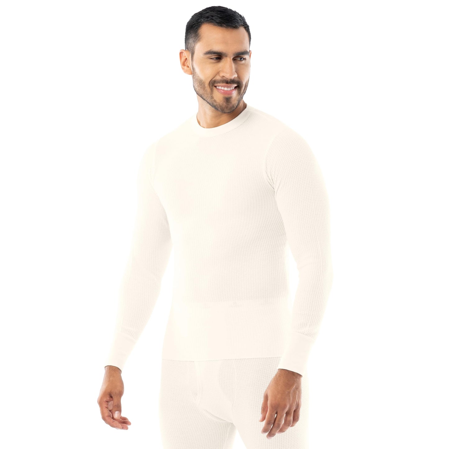 Indera Men's Traditional Waffle Thermal Underwear Long Sleeve Shirt, Natural, Small