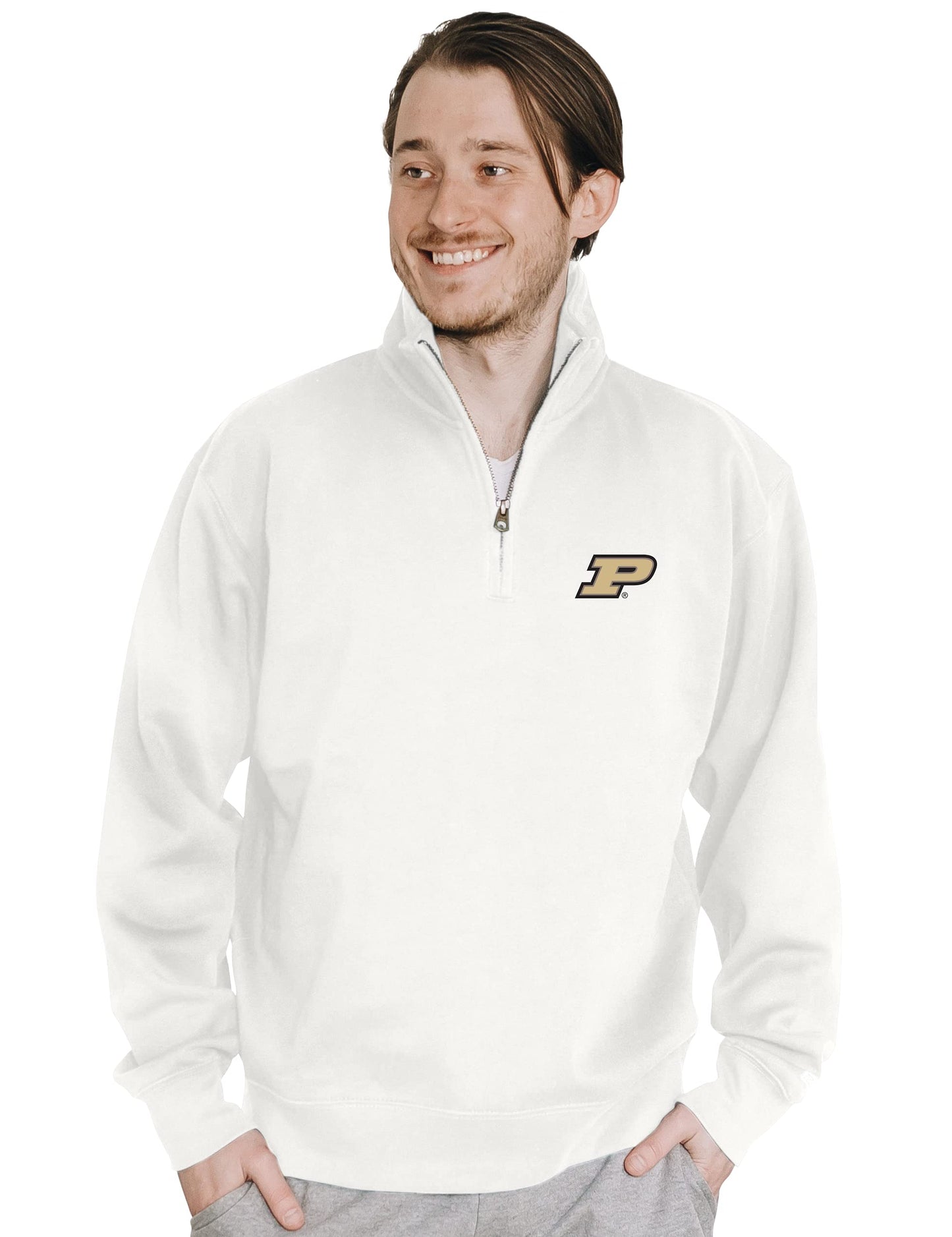 Blue 84 Men's Purdue Boilermakers Quarter Zip Sweatshirt Icon Secondary, Alternate Color, Medium