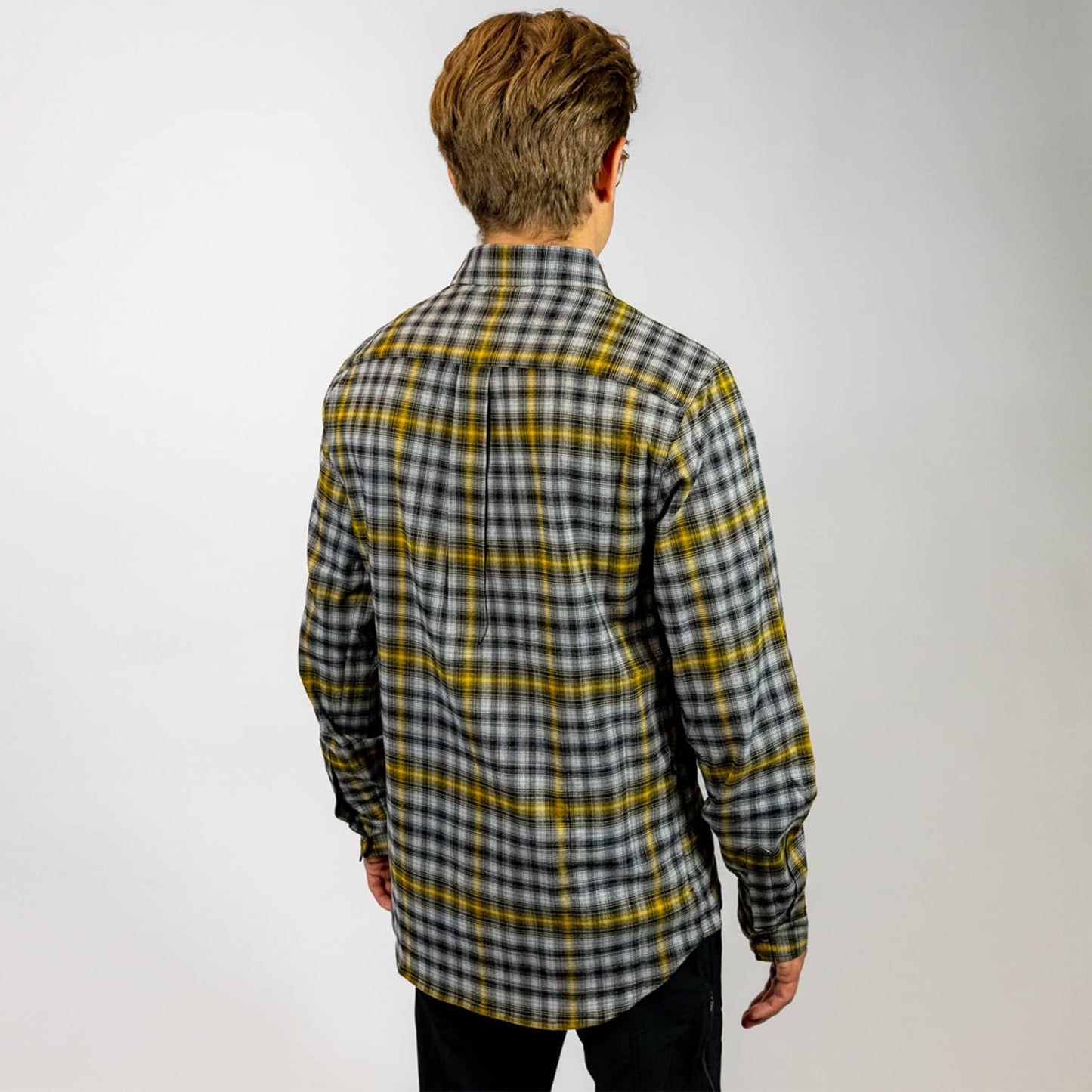 Club Ride Apparel Daniel Flannel Long Sleeve Shirt - Men's Snap Down Cycling Top - Black Bumble - Small