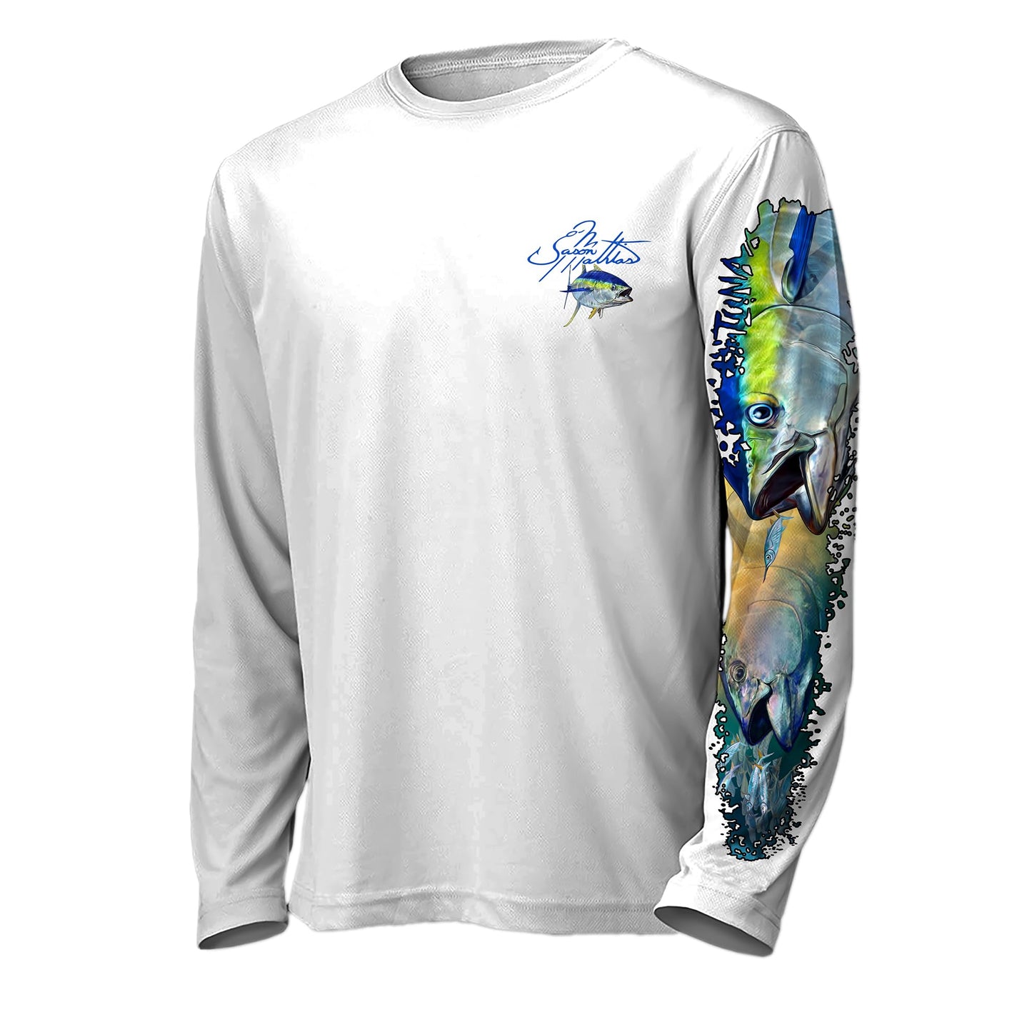 Menβs βFishermenβs Tuna Slamβ Comfortable Fishing Shirt-UPF 50+ Xtreme-Tek Interlocking Fabric, Quick-Dry, Ideal for Anglers White