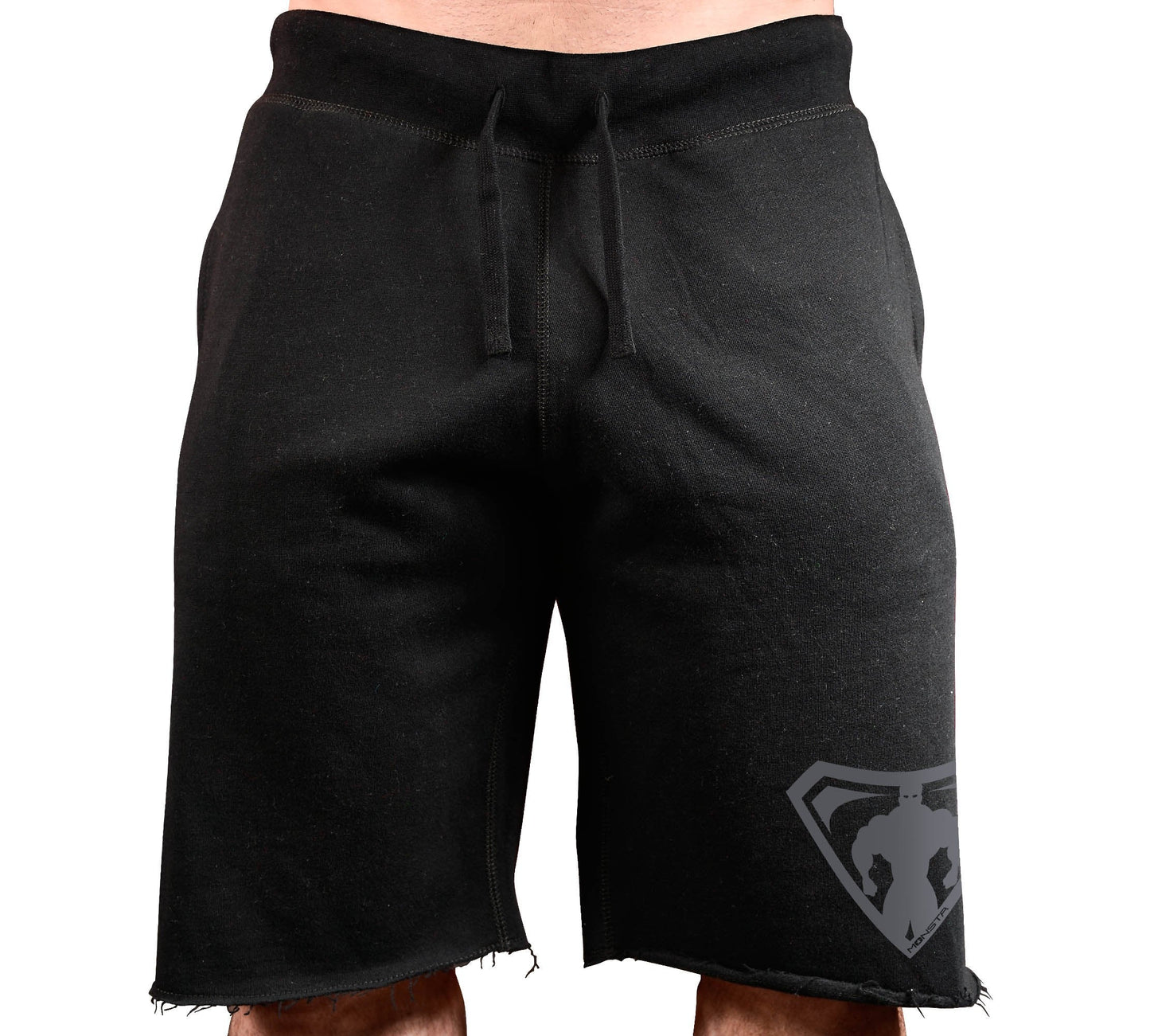 Monsta Clothing Co. Mens Workout (MuscleSymbol) Gym Sweat Shorts (G:BK-A:darkGY)