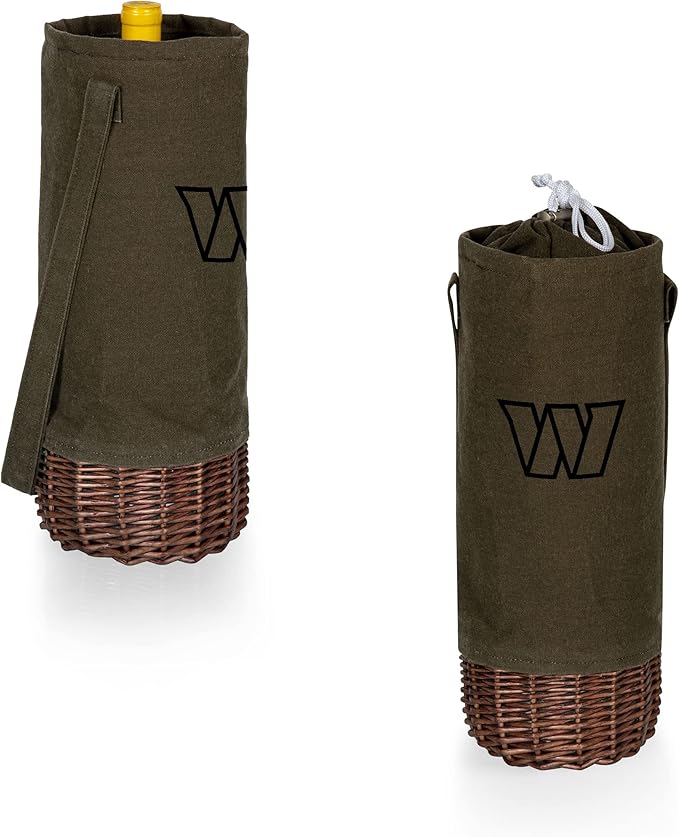 PICNIC TIME NFL Unisex-Adult NFL Malbec Insulated Canvas and Willow Wine Bottle Basket