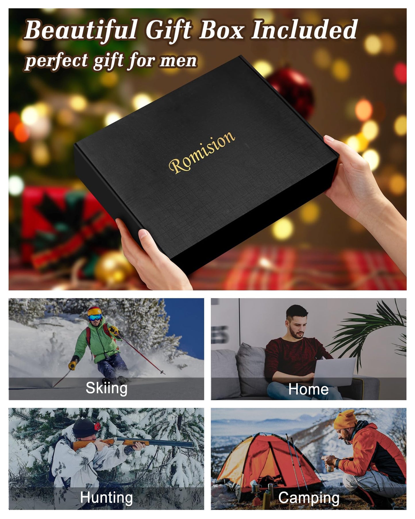 romision Thermal Underwear for Men, Ultra Soft Long Johns Set Fleece Lined Warm Base Layer Top and Bottom for Cold Weather