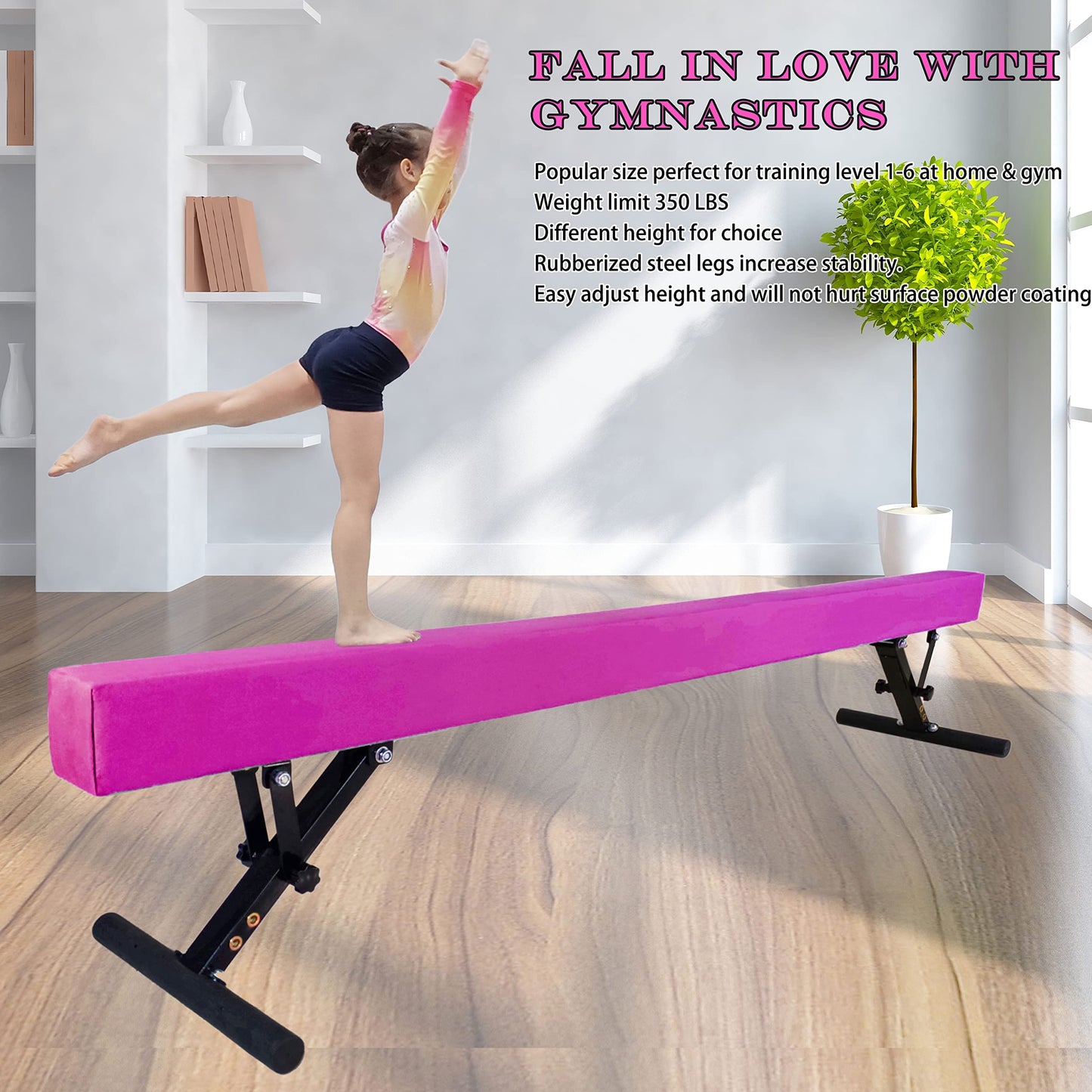 Seliyoo Adjustable Balance Beam,8FT gymnasitcs Beam, Balance Beam for Kids Ages 3-20,high and Lower Floor Beam,Gym Equipment for All Skills Practice at Home
