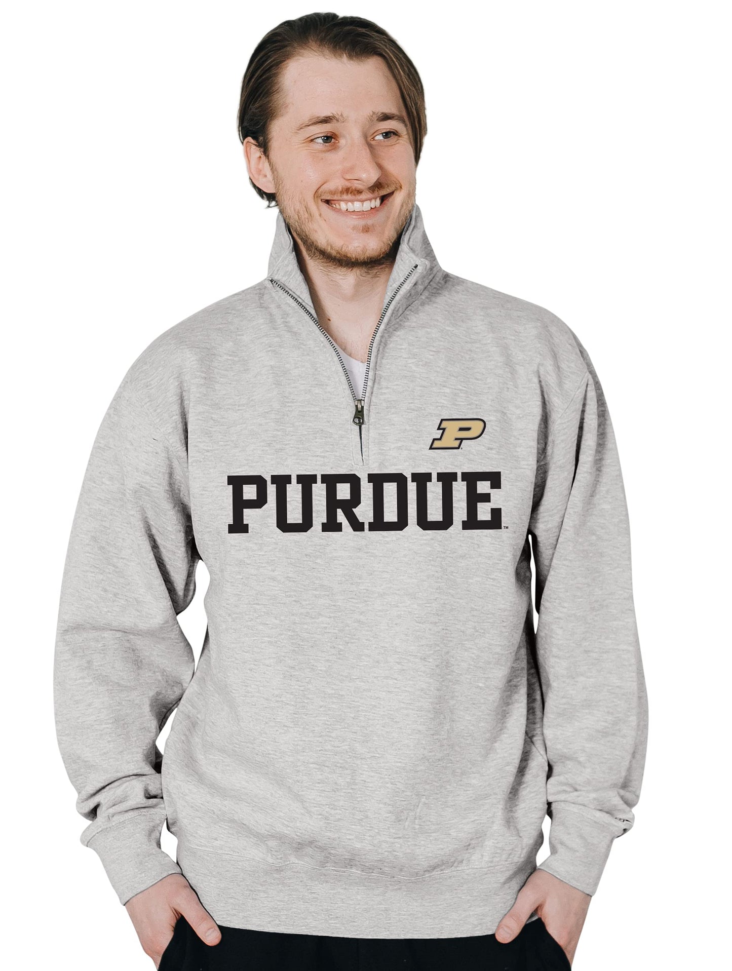 Blue 84 Men's Purdue Boilermakers Quarter Zip Sweatshirt Grey, Grey, XX-Large