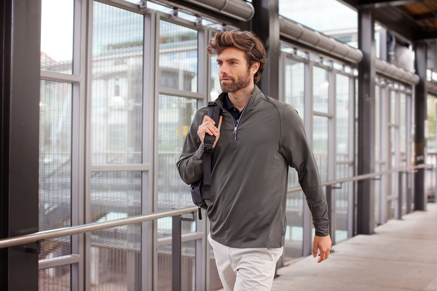 Cutter & Buck Long Sleeve Adapt Eco Knit Stretch Recycled Mens Big and Tall Quarter Zip Pullover, Red, 5XB