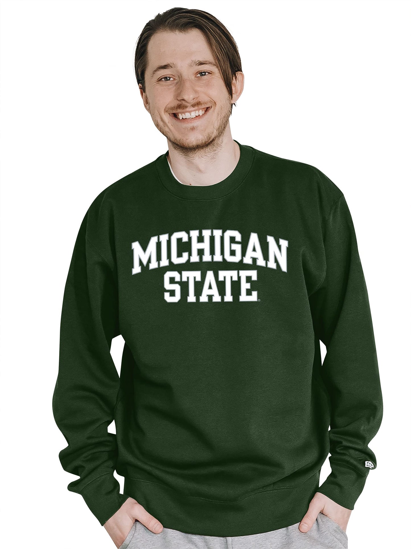Blue 84 Men's Michigan State Spartans Crewneck Sweatshirt Arched Team Color, Team Color, XX-Large