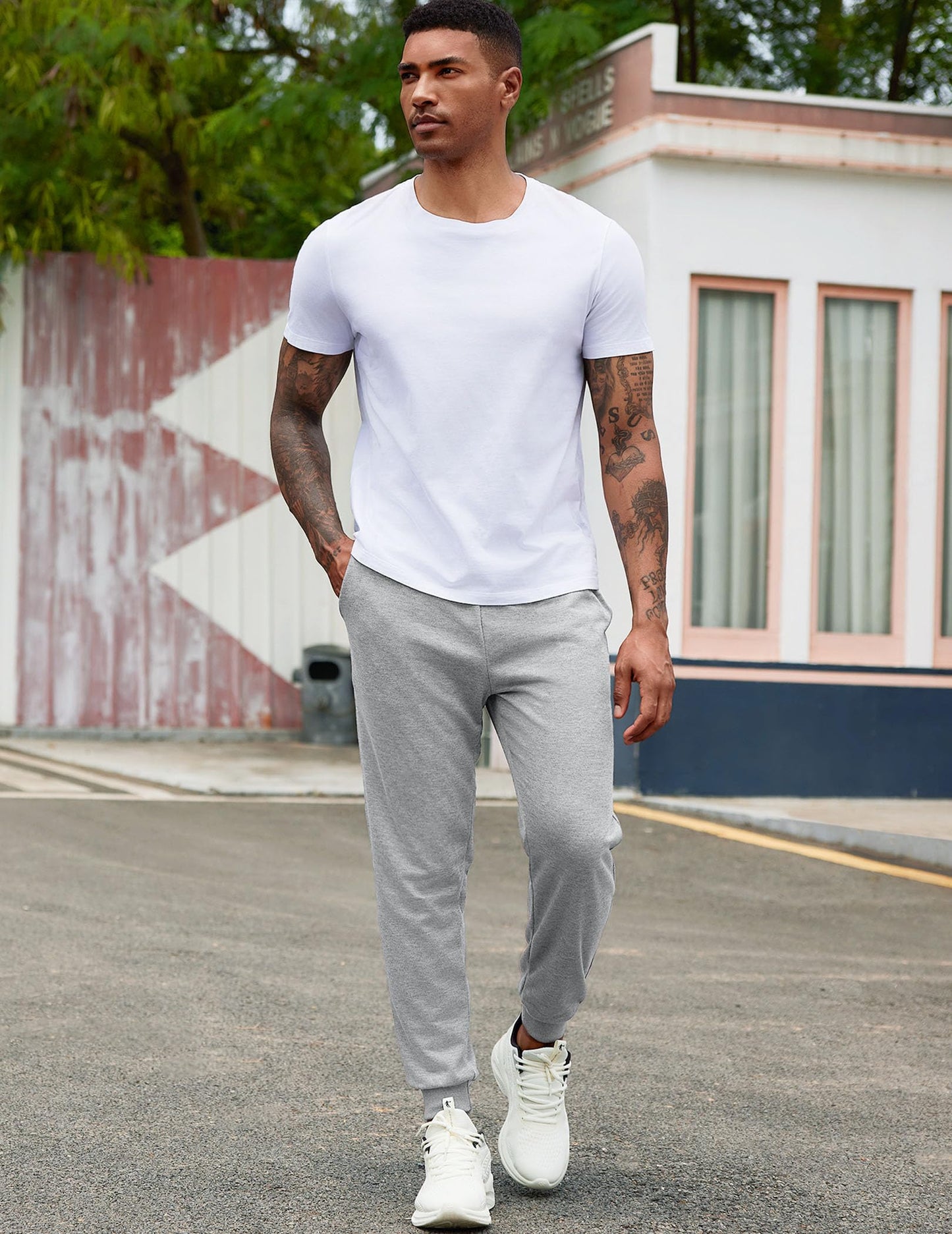 COOFANDY Mens 2 Pack Workout Joggers Athletic Gym Sweatpants Polyester Sport Track Pants with Pockets