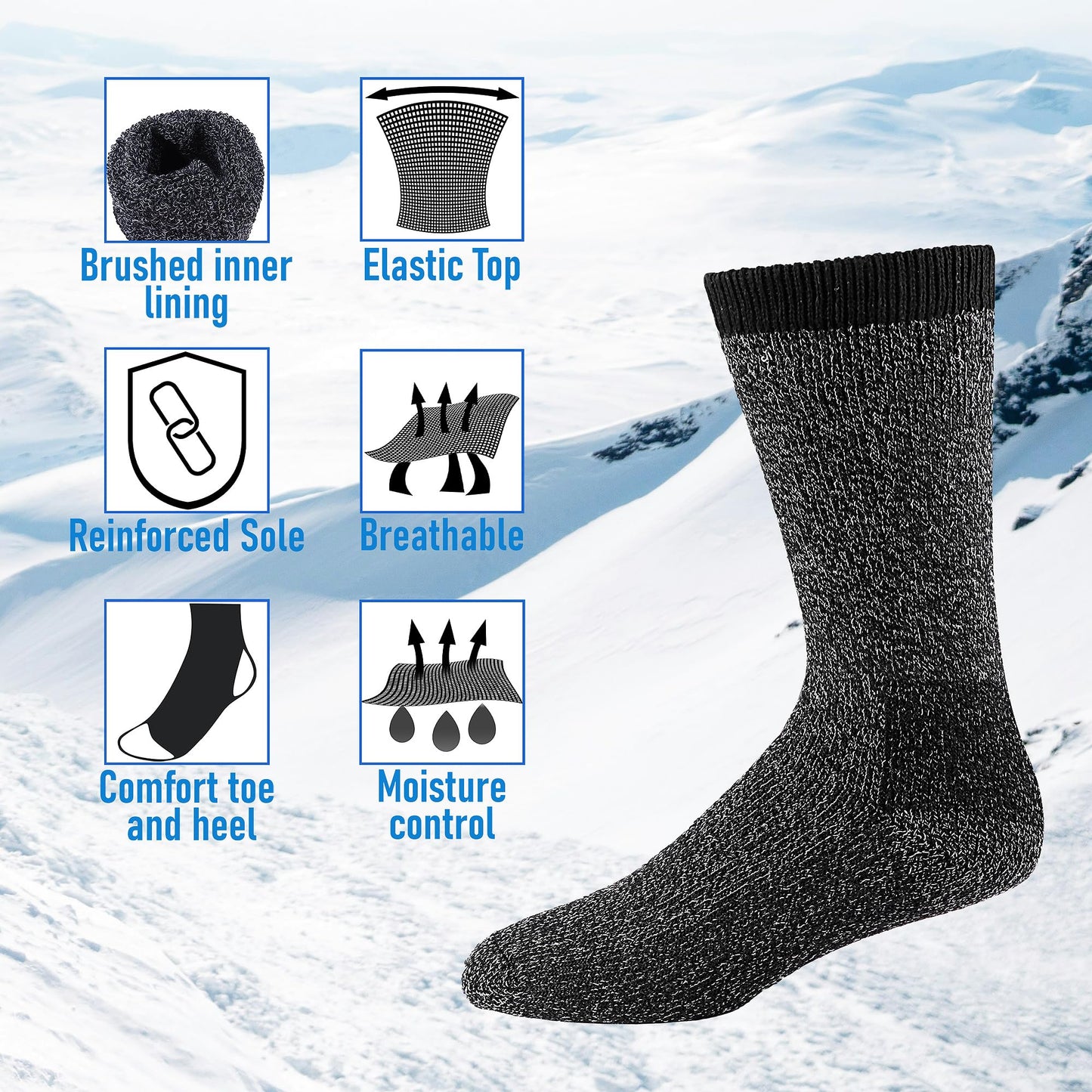 Falari 3-Pack Men's Winter Thermal Socks Heated Sox for Out Door Activities