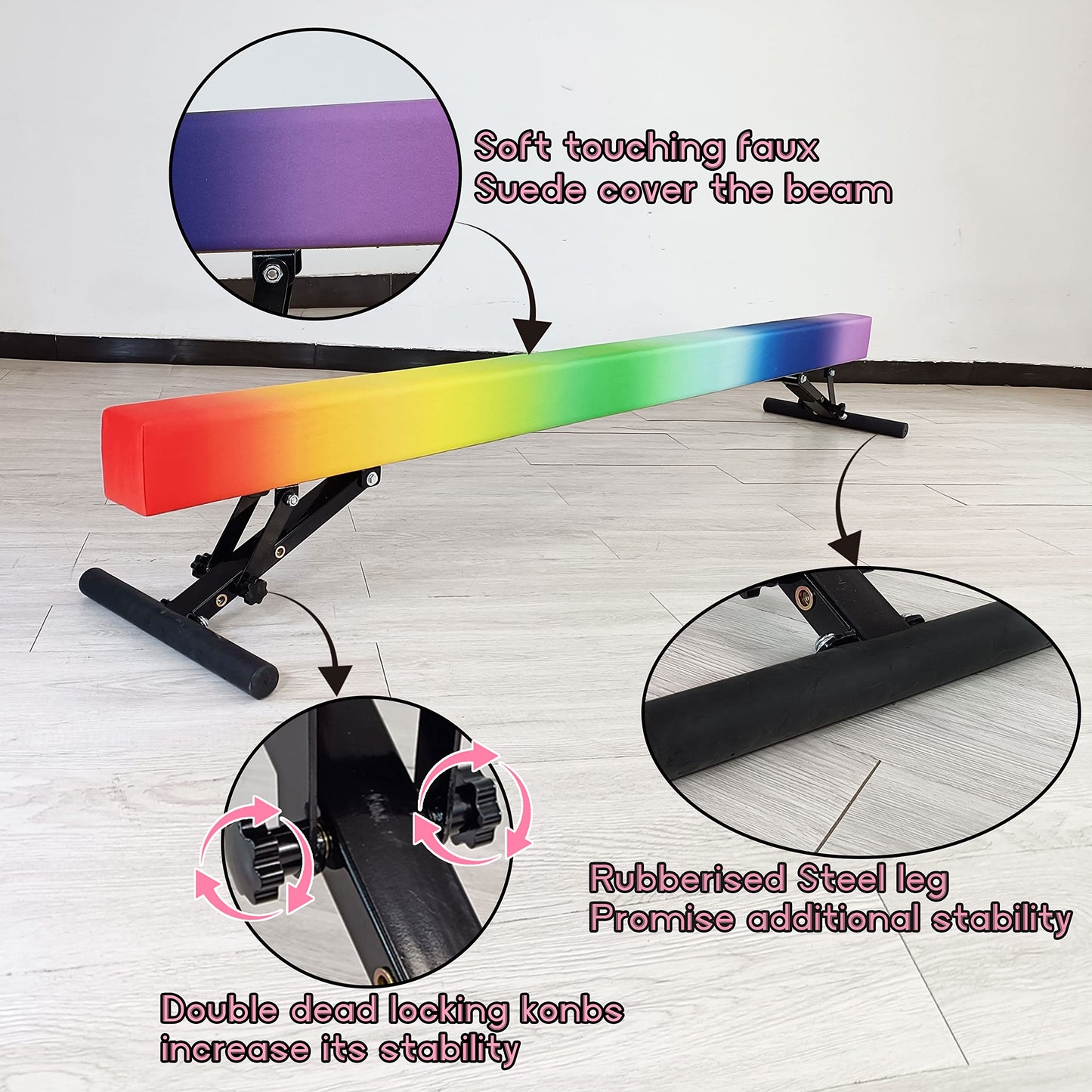 Seliyoo Adjustable Balance Beam,8FT gymnasitcs Beam, Balance Beam for Kids Ages 3-20,high and Lower Floor Beam,Gym Equipment for All Skills Practice at Home