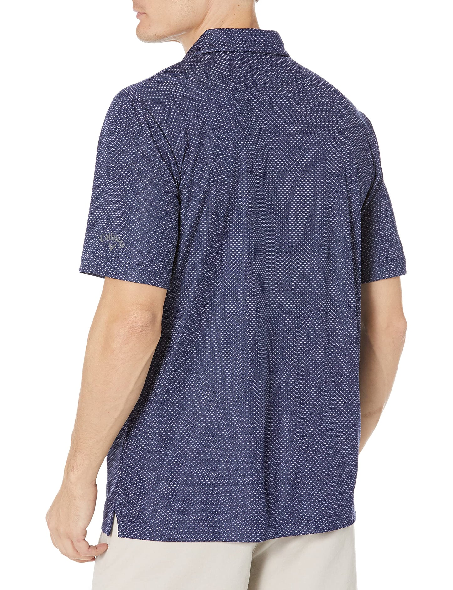 Callaway Men's Regular Pro Spin Chevron Jacquard Short Sleeve Golf Shirt (Size X-Small-4X Big & Tall), Peacoat, 3X-Large