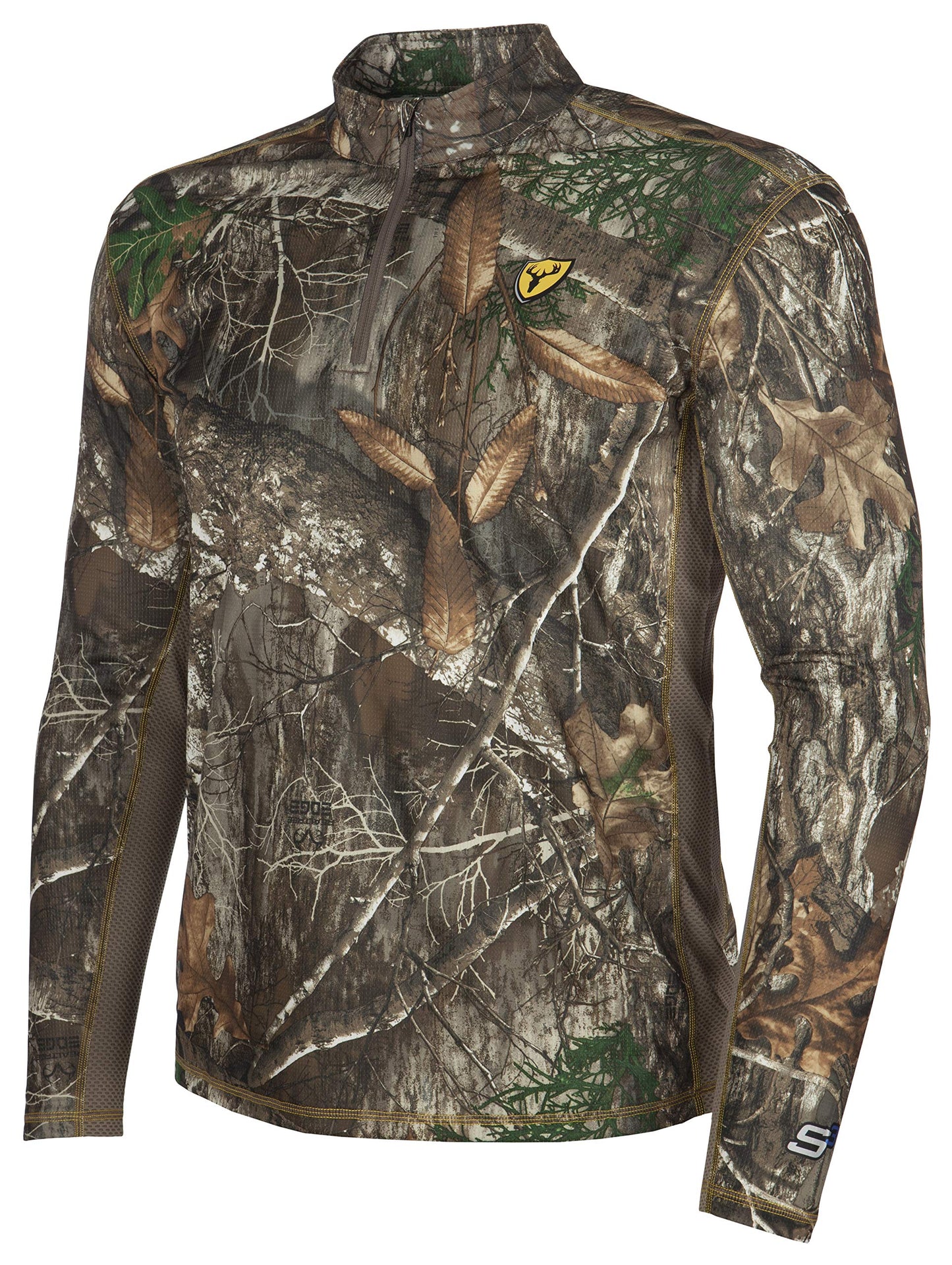 SCENTBLOCKER Angatec Long Sleeve 1/4 Zip Performance Shirt Mens Camo Hunting Clothes (RT Edge, Small)