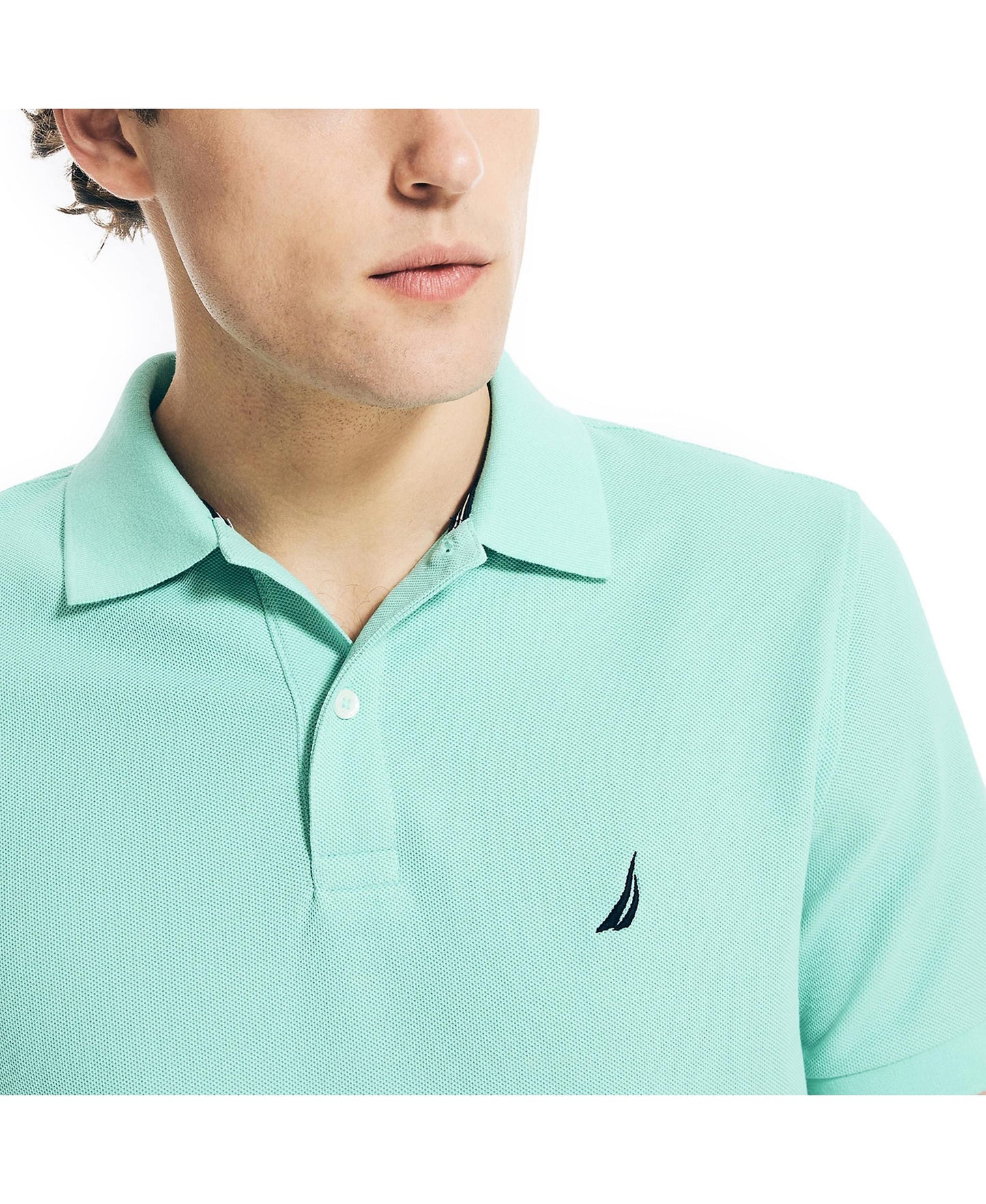 Nautica Men's Sustainably Crafted Classic Fit Performance Deck Polo, Poolside Aqua, X-Small