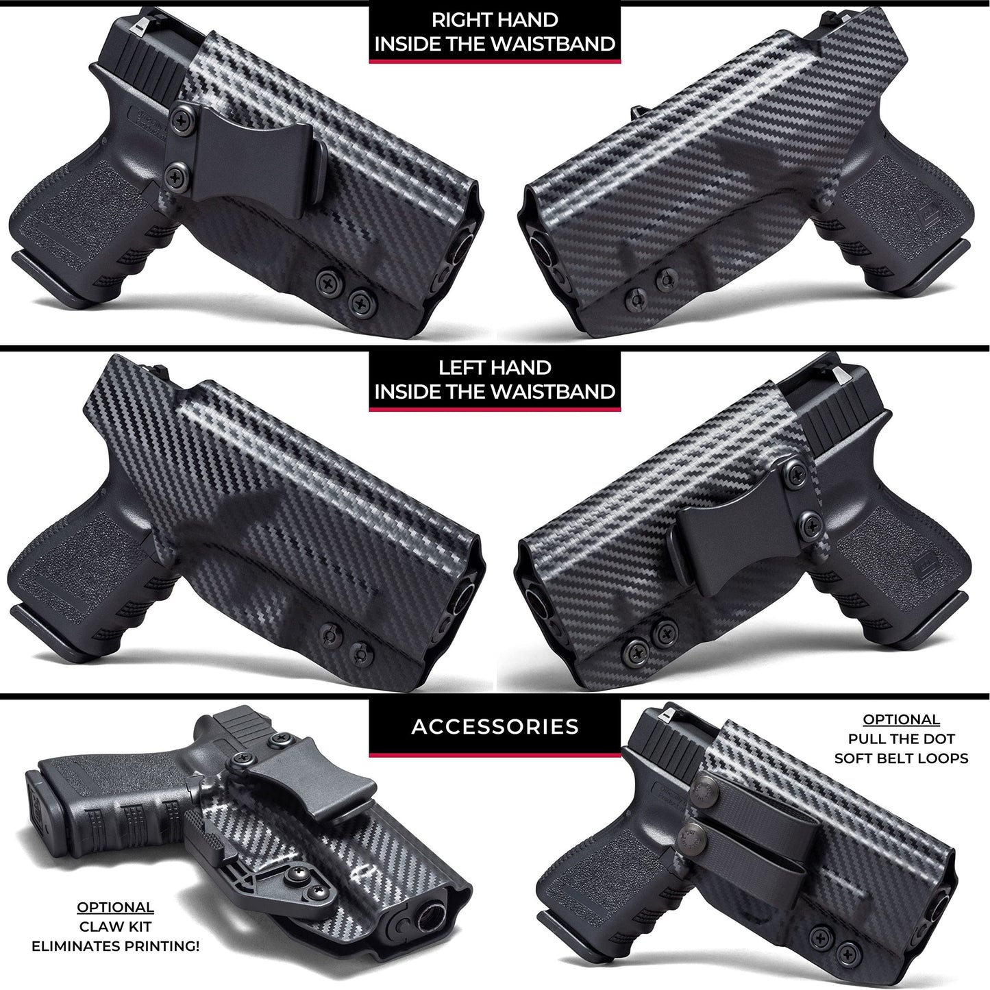 Concealment Express IWB Holster fits Springfield Hellcat Pro | RH | CF BLK KYDEX | USA Made | Rounded Gear