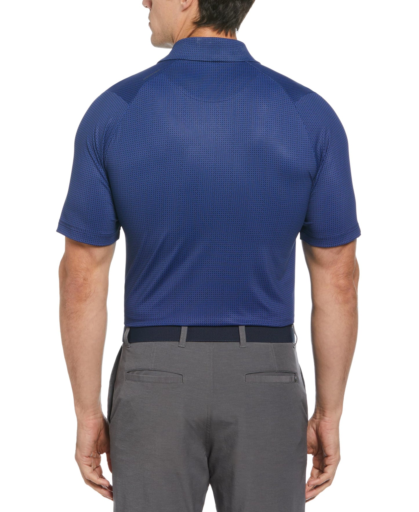 Callaway Men's Chevron Foulard Print Golf Polo, Sun Protection, Stretch Recycled Fabric, Athletic Collared Shirts, Peacoat