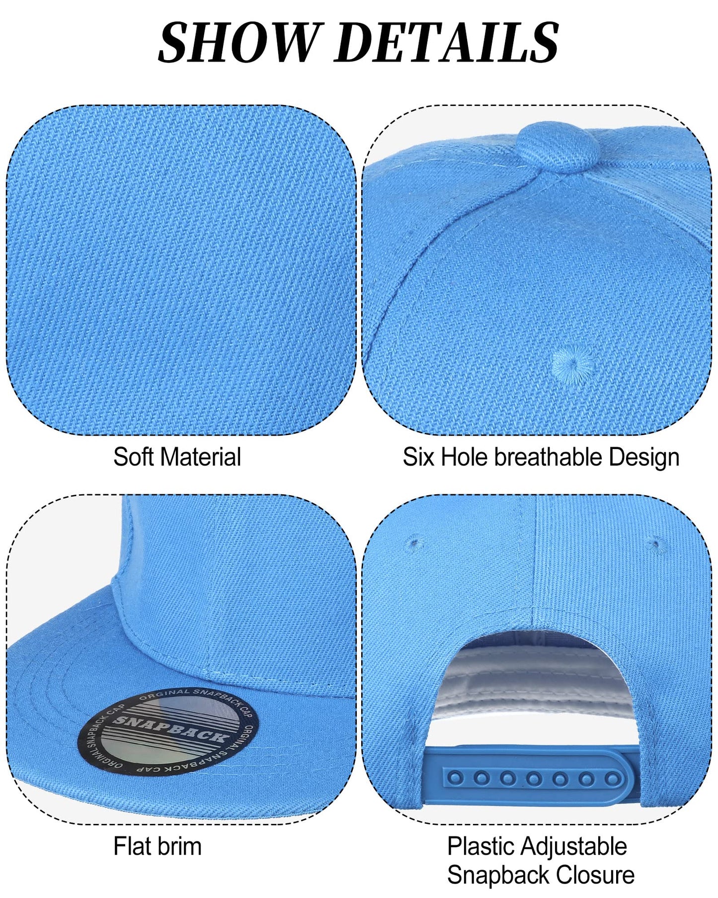 JaGely 15 Pack Snapback Hats for Men Hip Hop Style Hats Solid Baseball Hats Adjustable Snapback Cap Flat Brim Baseball Caps(Fresh Colors)