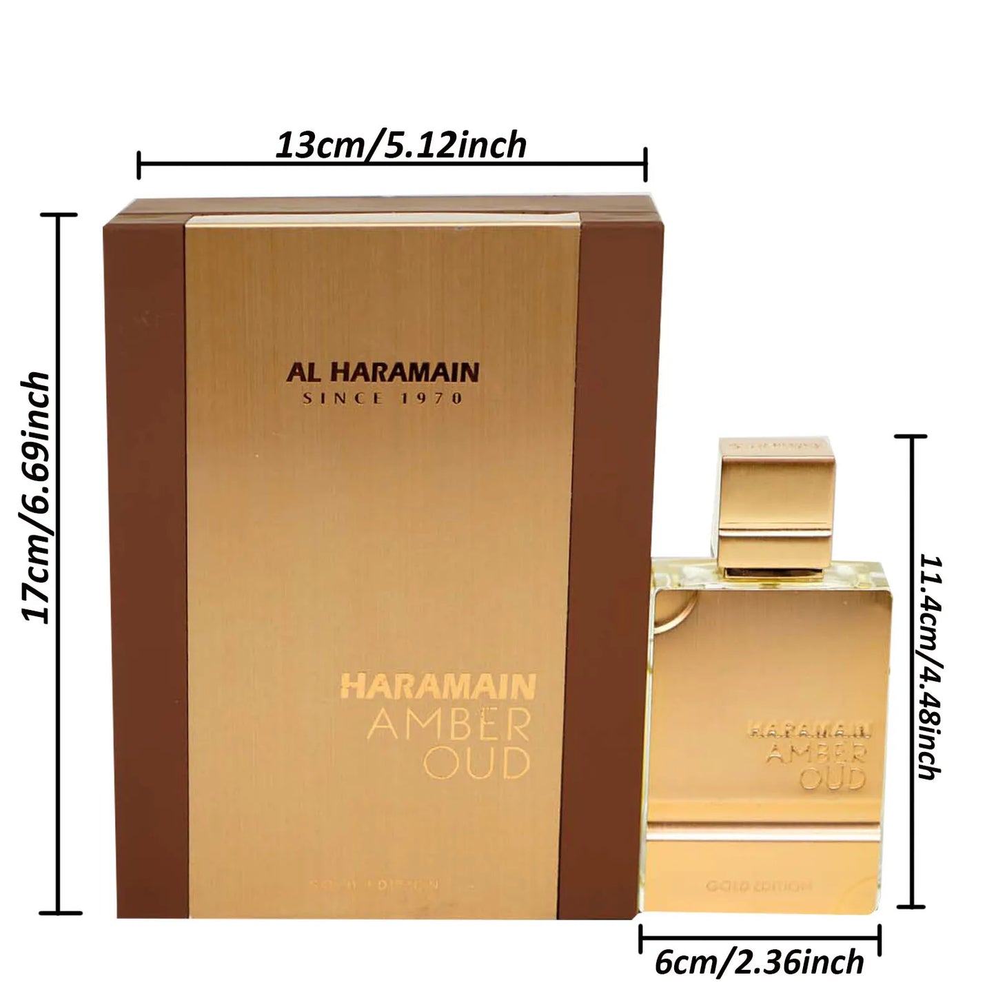 Al Haramain Gold EDP 2.0oz Cologne Amber Scent for Men With Women Luxury Long-Lasting Fragrance, Ideal Xmas & Anniversary Gifts