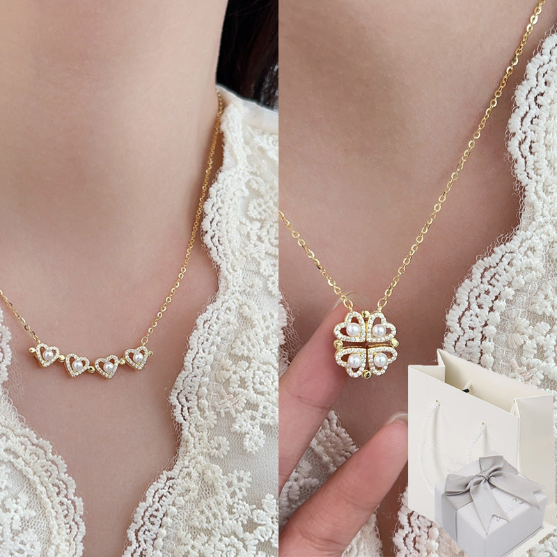 Four-Leaf Clover Genuine Love Necklace Women's Sterling Silver 999