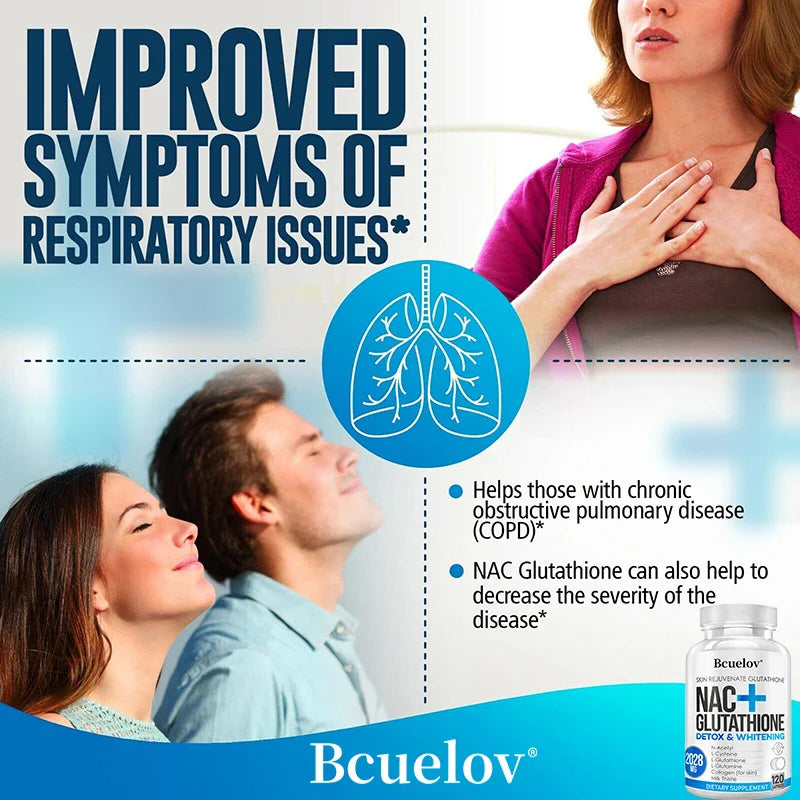 NAC glutathione supplement, milk thistle extract, and vitamin C to support immune function and respiratory health