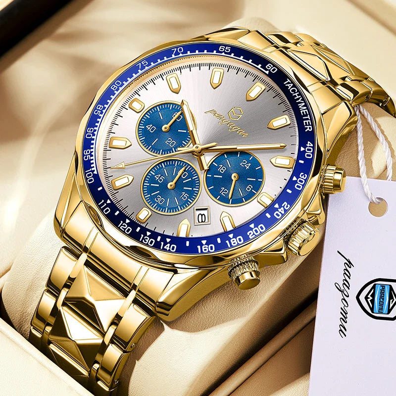 2025 New Luxury Men Quartz Watch Waterproof Date Week Luminous Wristwatch Stainless Steel Men's Watches Male Clock Sports Reloj