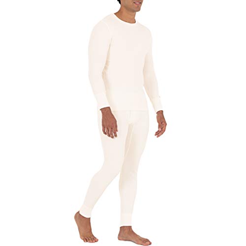 Fruit of the Loom Men's Recycled Waffle Thermal Underwear Crew Top (1 and 2 Packs), Natural, 3X