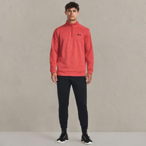 Under Armour mens Armour Fleece Twist Quarter Zip, (690) Venom Red / / Black, Medium