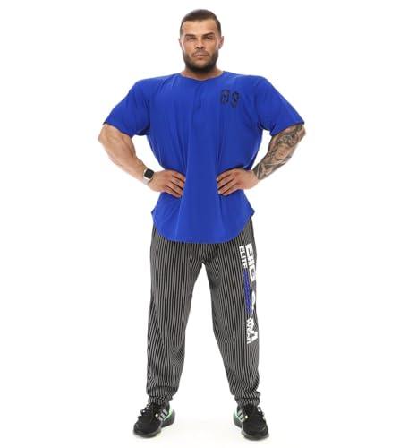 Men's Oversize T-Shirt Thin Fabric 100% Cotton Rag Top Gym T-Shirt(Blue,3XL)