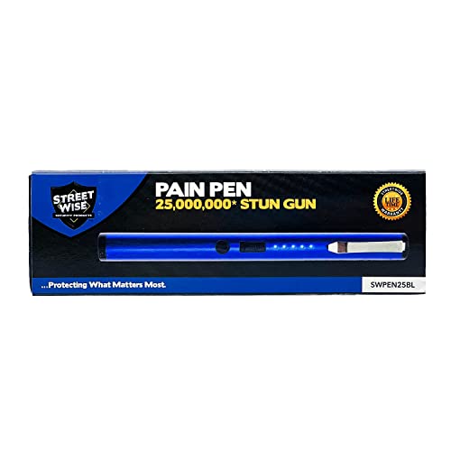 Streetwise Pain Pen 25,000,000 Stun Gun Pen for Self Defense - Tactical Stun Pen for Women and Men, USB Rechargeable, Battery Indicator, Durable Clip, Compact and Concealable for Protection