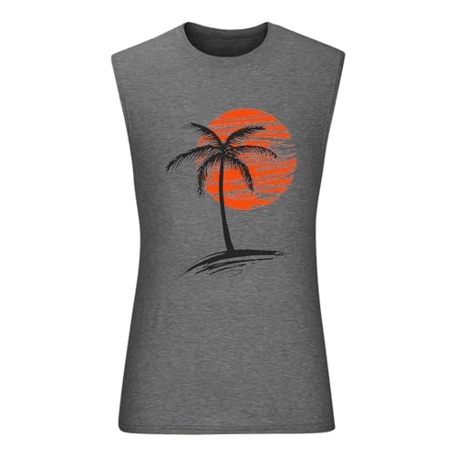 Clearance Items , Mens Tank Top Undershirt White, Men's Tank Shirts Cotton, Tank Tops Men Summer Sleeveless Tropical Beach Shirts Palm Tree Print Hawaiian T-Shirt Casual Muscle Sports Basic Tees