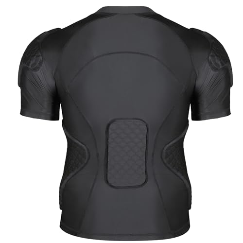 TUOYR Mens Football Padded Shirt Baseball Compression Shirt with Pads Chest Rib Protector Adult Protective Undershirt Heart Guard for Softball Rugby Lacrosse