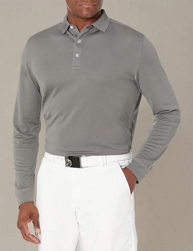 Callaway Men's Opti-Dri Long Sleeve Polo Shirt, Uv Block Sun Protection, Performance Shirts For Men, Classic Fit, Extended Sizing (Sizes Xs-4Xl), Smoked Pearl, Medium