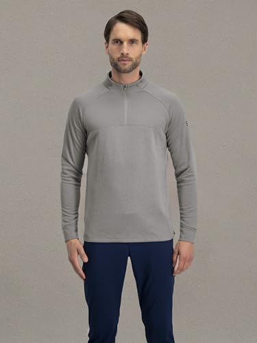 Three Sixty Six Golf Half Zip Pullover Men - Fleece Sweater Jacket - Mens Dry Fit Golf Shirts Storm Grey