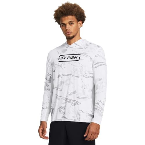 Under Armour Men's Iso-Chill Shorebreak Camo Hoodie, (100) White/Halo Gray/Black, 3X-Large