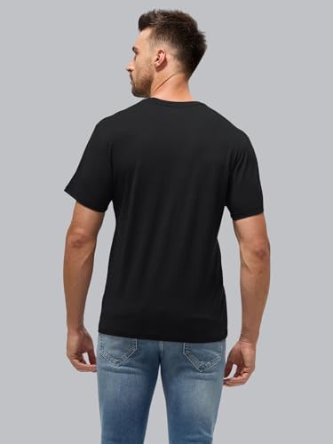 Men's Merino Wool T-Shirt - Breathable Quick Dry Athletic Shirt, Thermal Winter Base Layer, Odor-Free Summer Tee Black