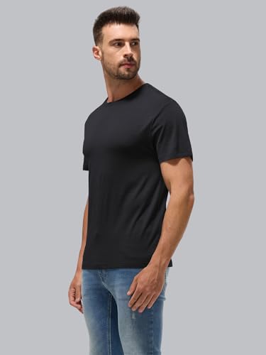 Men's Merino Wool T-Shirt - Breathable Quick Dry Athletic Shirt, Thermal Winter Base Layer, Odor-Free Summer Tee Black