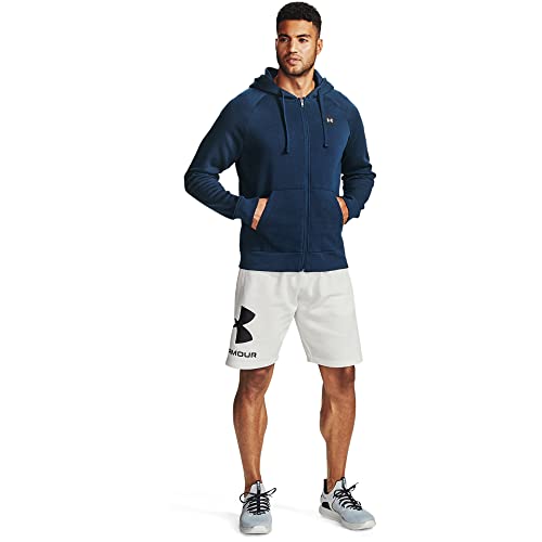 Under Armour Men's UA Rival Fleece Full Zip Hoodie, Academy Blue (408)/Onyx White, Small Tall