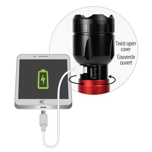 Dorcy 41-4328 2,000-Lumen USB Rechargeable Flashlight with Powerbank, Black